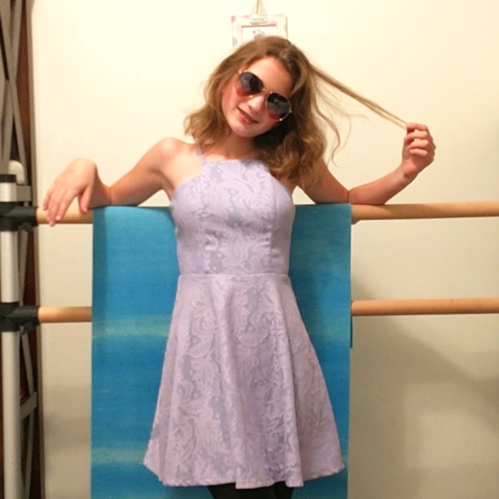 Purple flower lace dress
